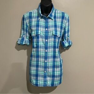 Ralph Lauren Blue & Teal Plaid Button-Down Shirt